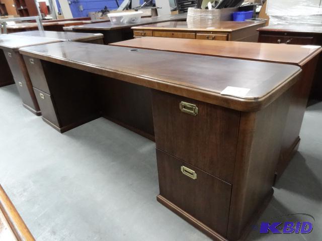 lot 275 image: Wood CredenzaDesk 4 Drawers 89 X 20 X 29...