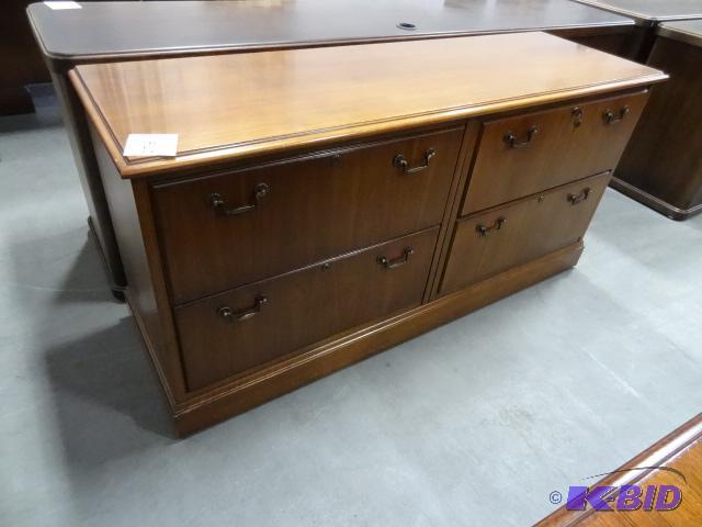 lot 276 image: 4 Drawer Wood Lateral File. Lock and Keys 61 ...