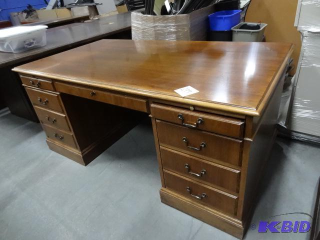 lot 277 image: Wood Desk. Jofco. 7 Drawer. Lock and Key. 66 ...