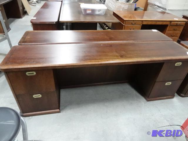lot 279 image: Wood CredenzaDesk 4 Drawers 89 X 20 X 29...