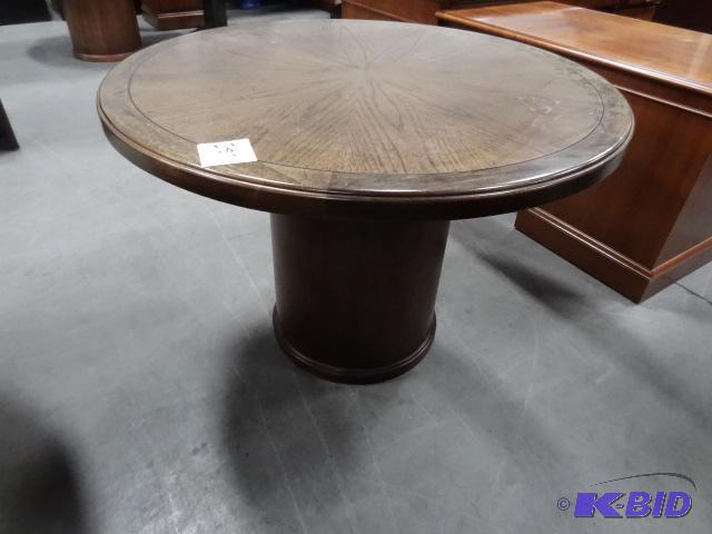 lot 287 image: Wood Round Table 42 X 29...