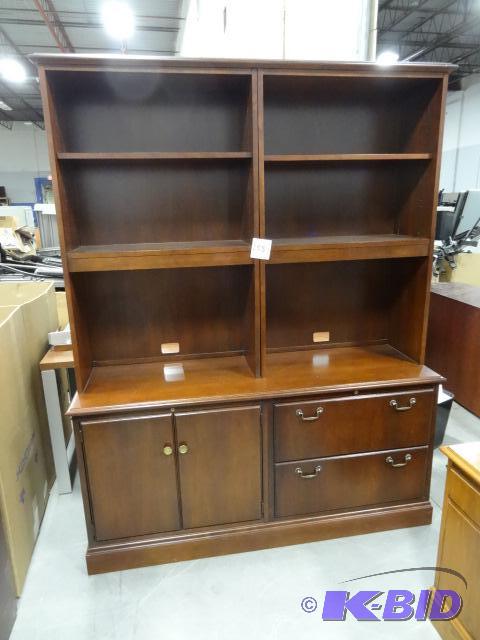 lot 288 image: One Piece Wood Cabinet with Attached Hutch. 2...