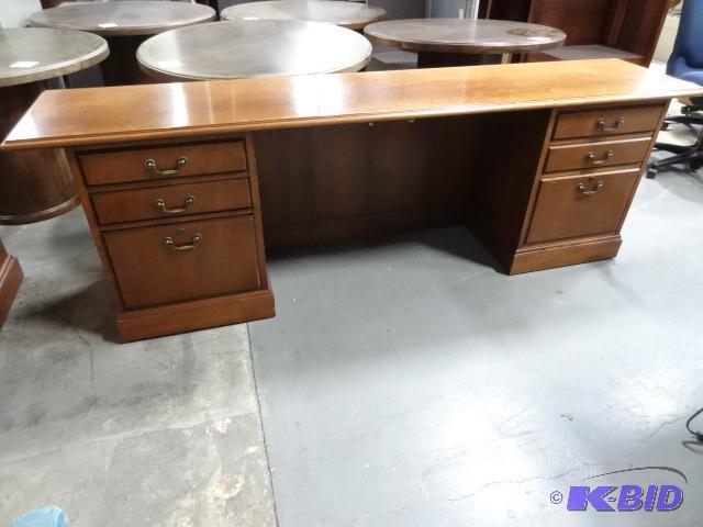 lot 299 image: Jofco Wood Desk. 6 Drawer Has Locks and Key 9...
