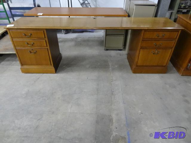 lot 305 image: Jofco Wood Desk. 6 Drawer. Has Locks and Key....