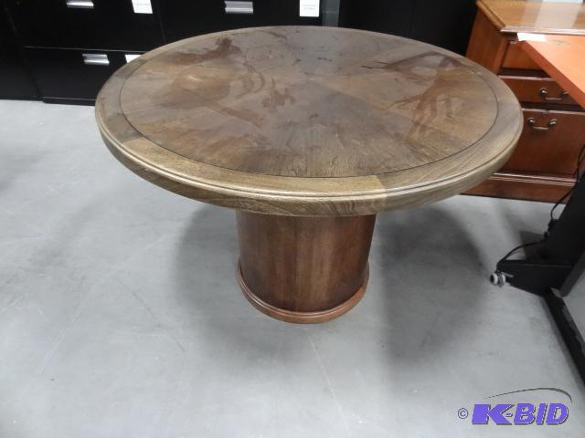 lot 307 image: Wood Round Table 42 X 29...