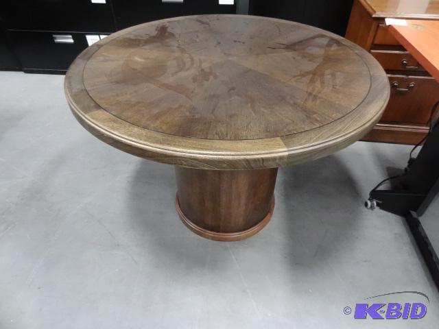 lot 308 image: Wood Round Table 42 X 29...