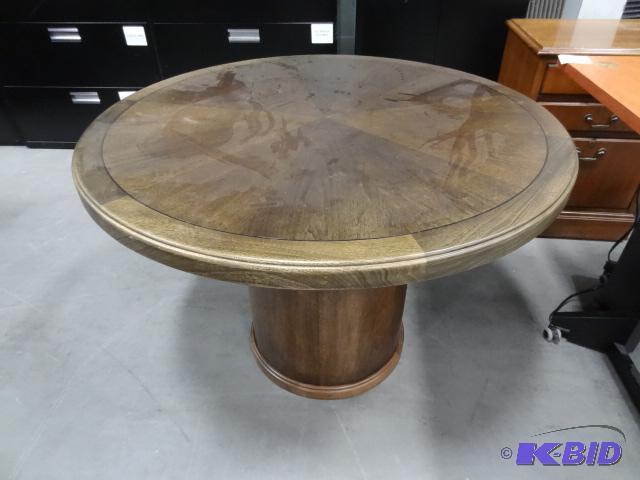 lot 312 image: Wood Round Table 42 X 29...