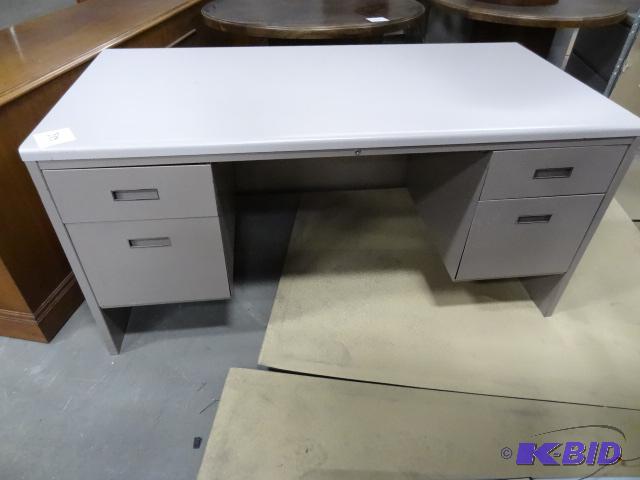 lot 313 image: Metal Office Desk. 4 Drawer 60 X 30 X 29...