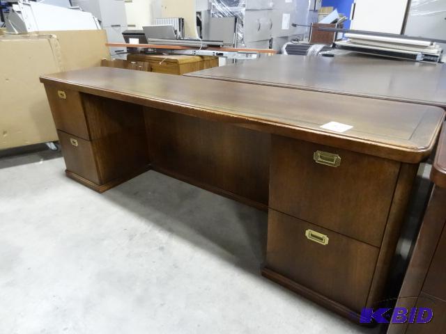 lot 316 image: Wood CredenzaDesk 4 Drawers 89 X 20 X 29...