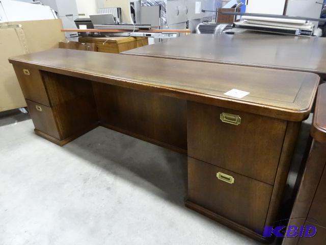 lot 319 image: Wood CredenzaDesk 4 Drawers 89 X 20 X 29 Wit...