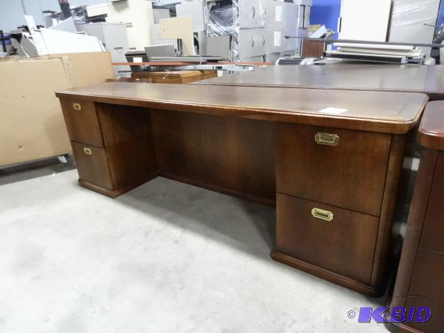 lot 326 image: Wood CredenzaDesk 4 Drawers 89 X 20 X 29 Wit...