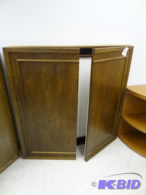 lot 62 image: Wood Wall Hanging Presentation Cabinet. 48 X ...