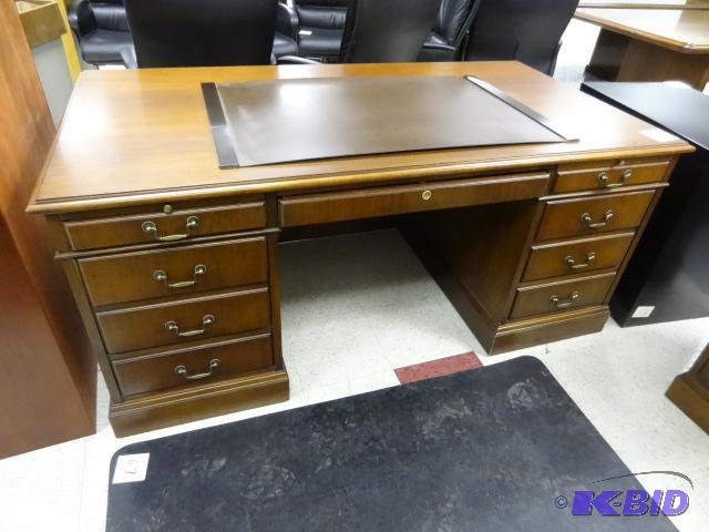 lot 65 image: Executive Wood Desk. 66 X 36 X 30. 6 Drawer. ...
