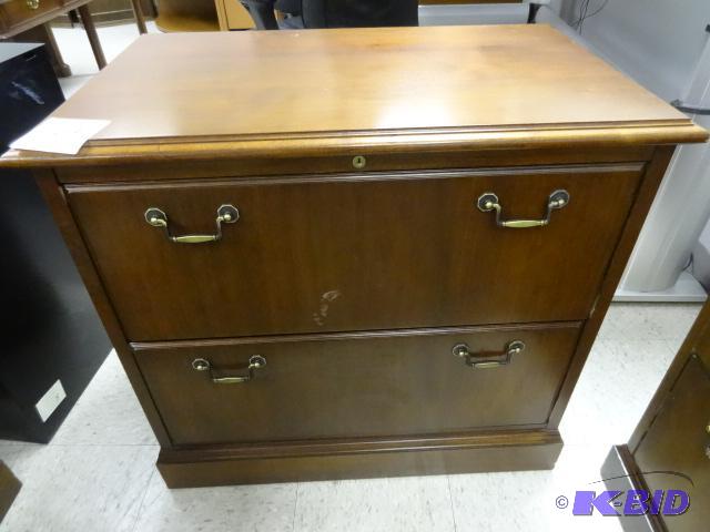 lot 69 image: 31" Wood 3 Drawer Lateral File. Jofco...