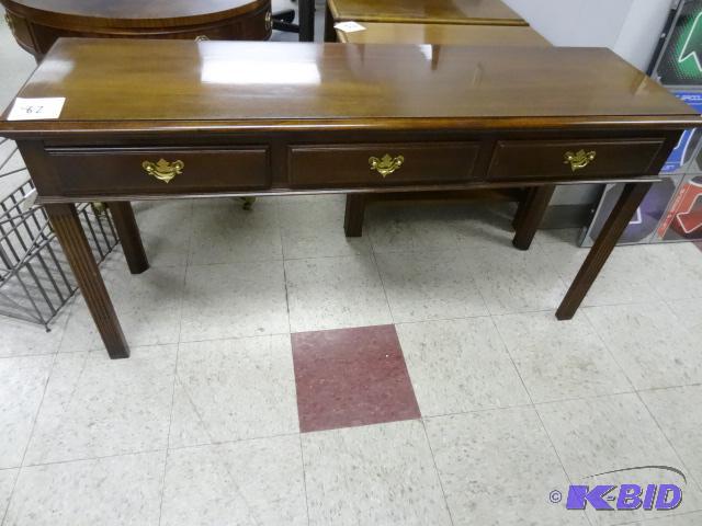 lot 82 image: Wood Table with 3 Drawers. Hickory Chair Comp...