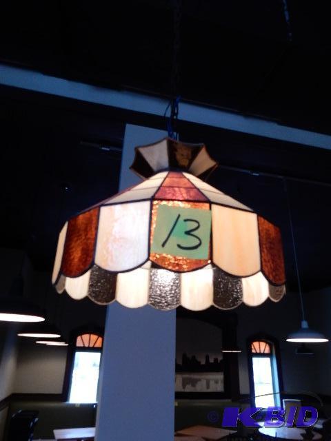 Red and White Tiffany style stained glass swa...