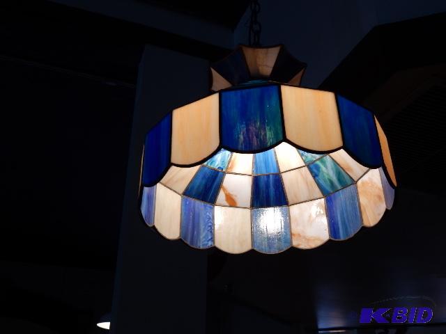 Blue and White Tiffany style Stained glass sw...