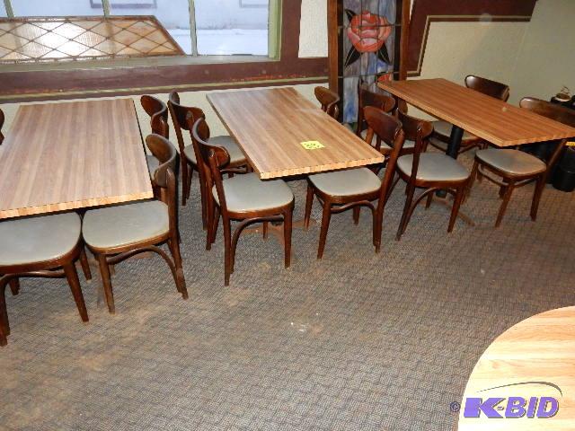 3 Simulated wood tables.. Single standard wit...