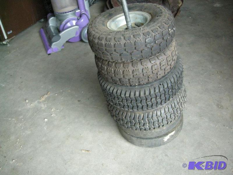 lot 77 image: 3 sets of cart wheels