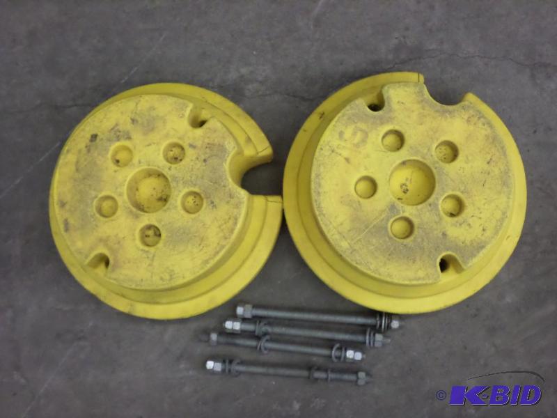 lot 20 image: (2) John Dere Wheel Weights With Bolts From A...