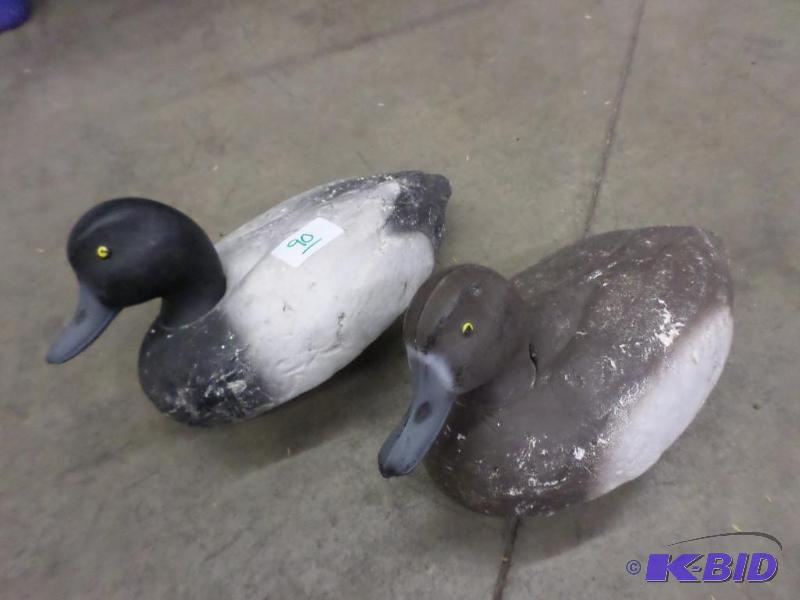 lot 90 image: (2) Vintage Weighted Styro-Foam Duck Decoys...