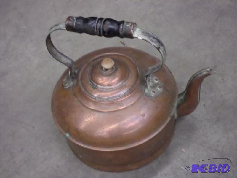 lot 91 image: Antique Copper Tea Kettle...