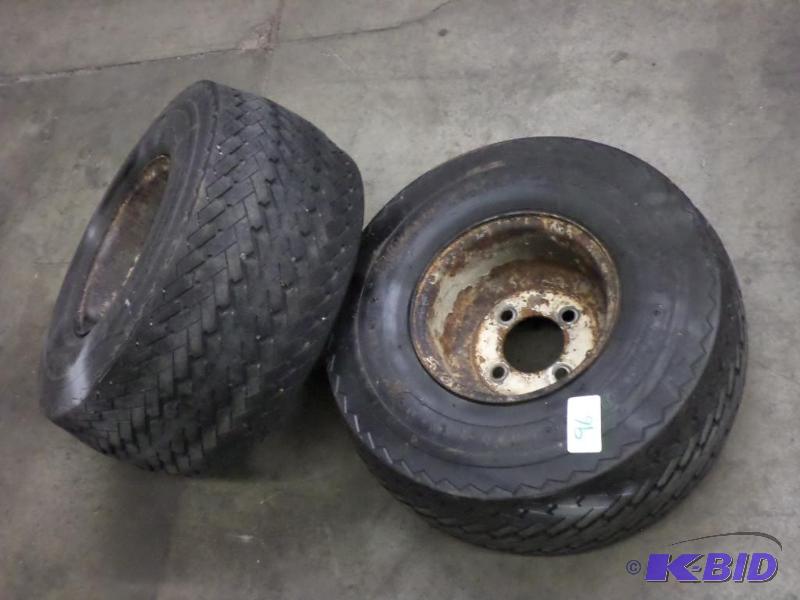 lot 96 image: (2) 4-Lug 18.58.58 Trailer Wheels & Tir...