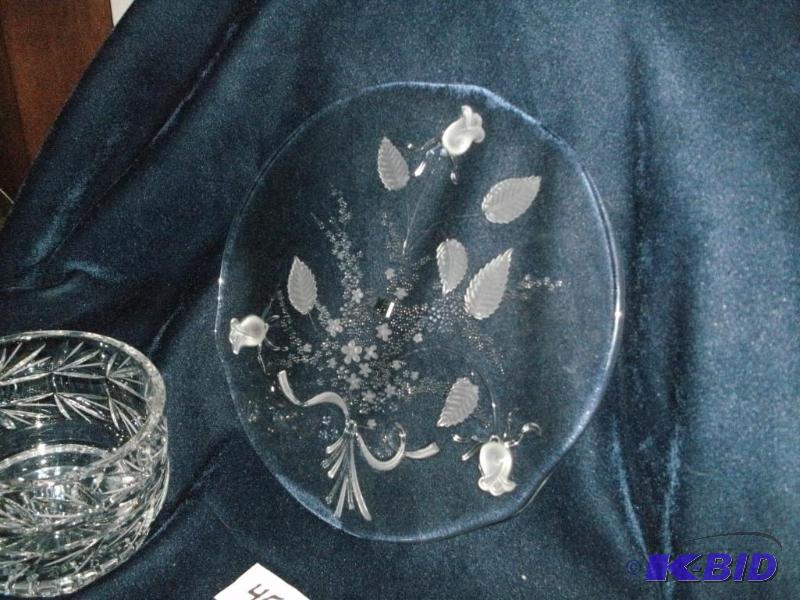 Beautiful Glass Bowl and Plate. The roses on ...