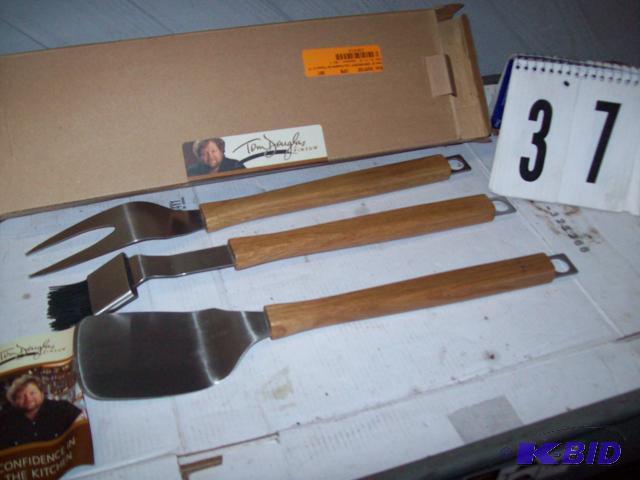 lot 37 image: Tom Douglas Stainless BBQ 3 Piece Tool Set, N...