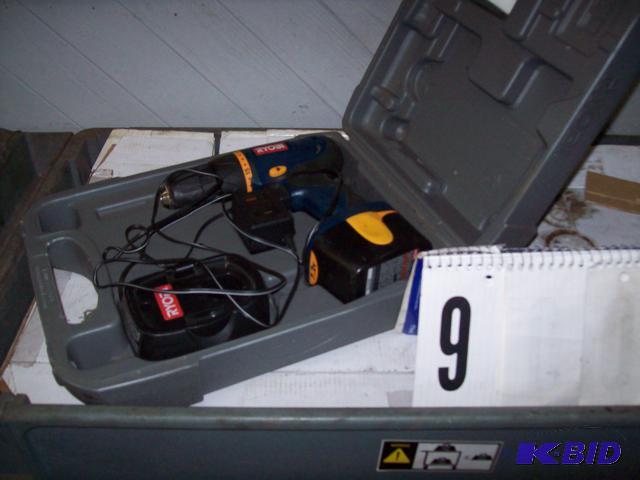 lot 9 image: Ryobi 38 Cordless Drill with Charger and Cas...