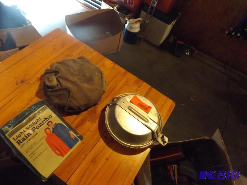 Rain Poncho, Water Canteen, Campfire cooking ...