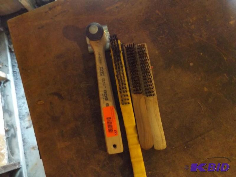 Paint scraper and wire brushes...
