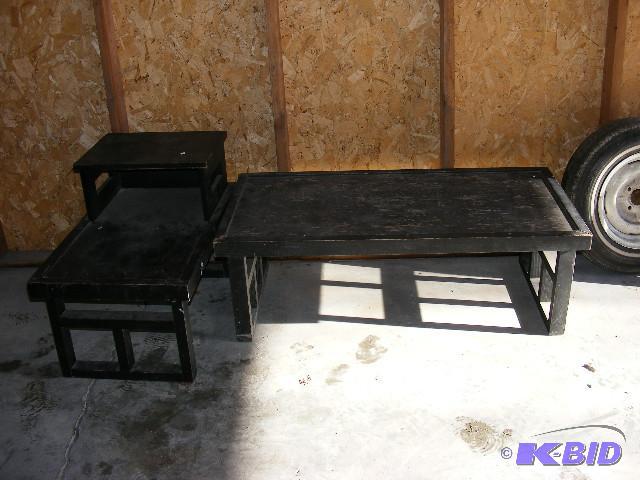 black painted coffee table and end table...