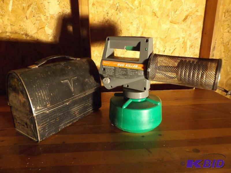 Bug Killer Fogger and metal lunch box...