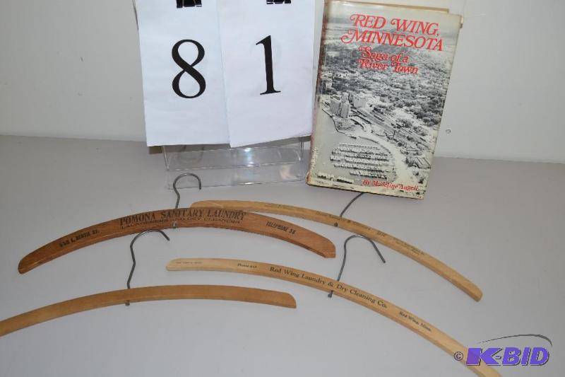 lot 81 image: Autographed Saga of a River Town book and wooden hangers