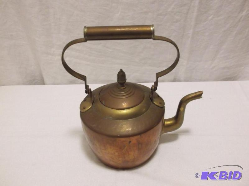 Heavy Copper &amp Brass Tea Pot In Great Col...