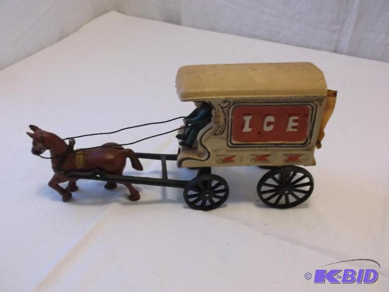 Vintage Cast Iron Toy Ice Wagon Measuring 11 ...