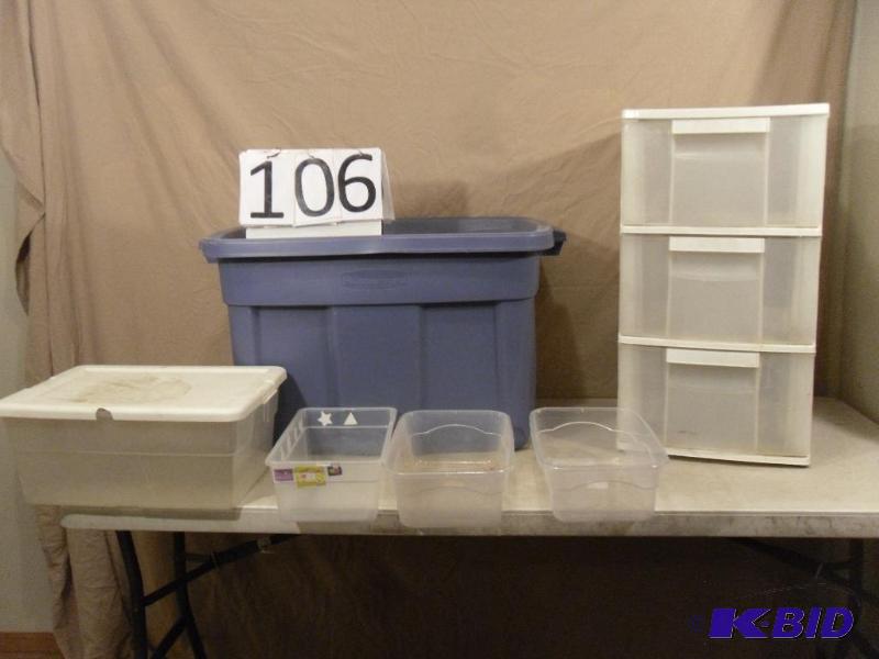 lot 106 image: Lot of Assorted Storage Containers. All need ...