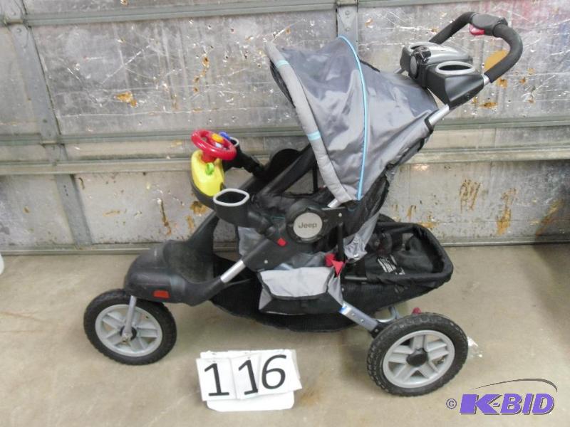 lot 116 image: Nice Jeep Brand Jogging Stroller. Has a built...
