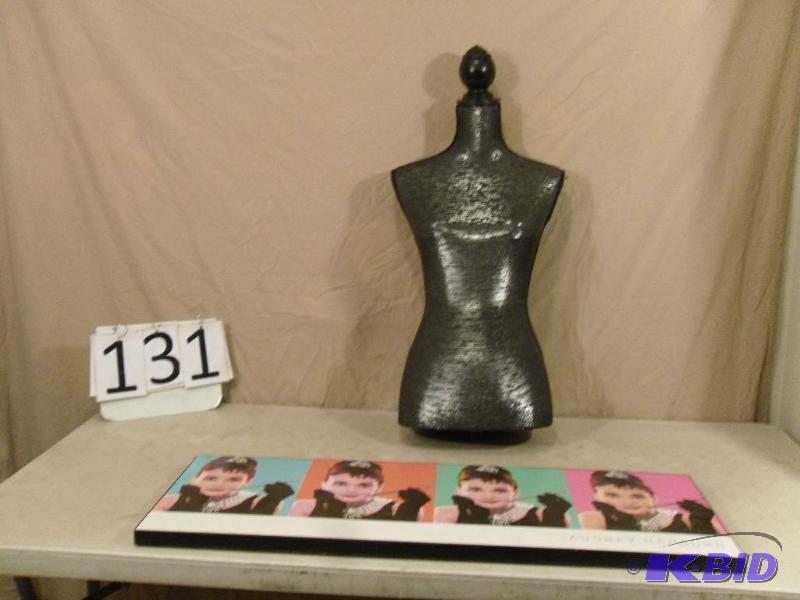 lot 131 image: Maniquin (no stand) and Audrey Hepburn Pictur...