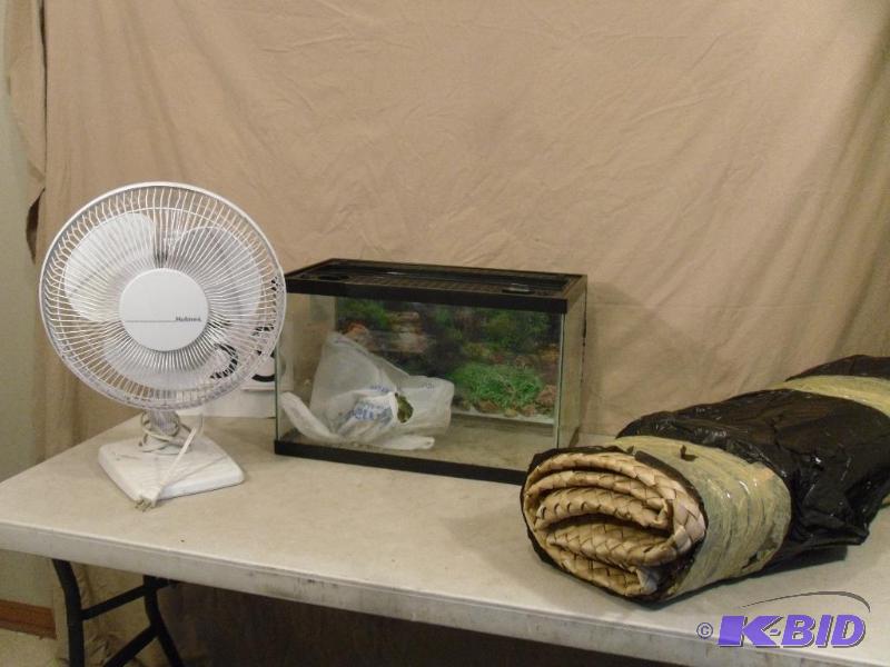 lot 153 image: Large Wicker Rug, Aquarium with Accessories, ...