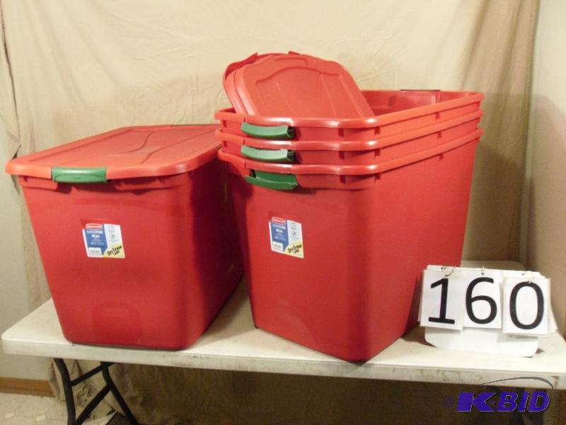 lot 160 image: Lot of 4 Matching 36 Gallon Totes with Latchi...