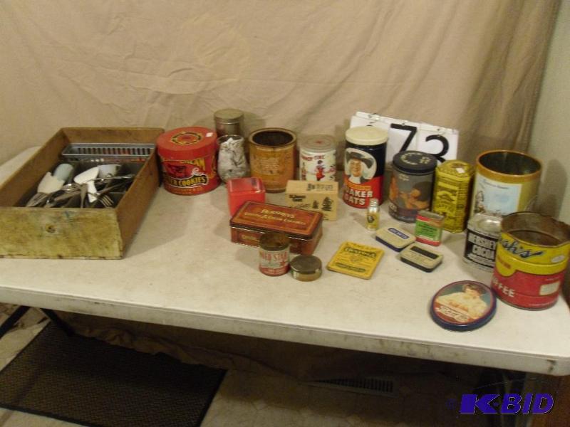 lot 173 image: Lot of Tins and Silverware. Some vintage....