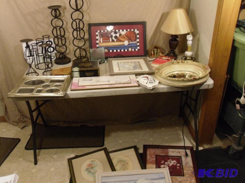 lot 178 image: Rock Oil Candle, Framed Pictures, Metal Candl...