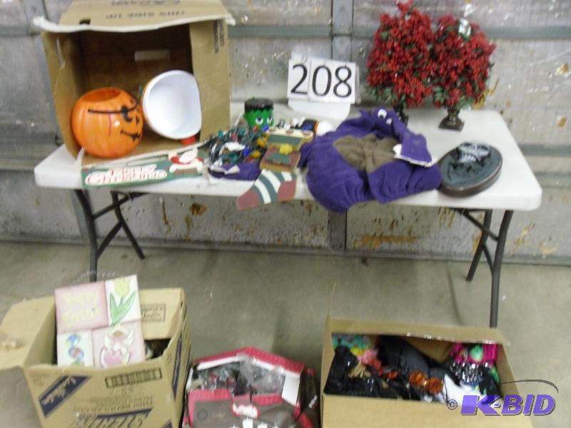 lot 208 image: Lot of Halloween and Christmas Decor. Costume...