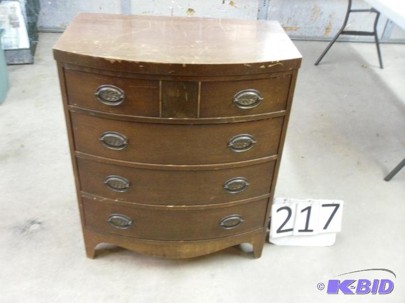 lot 217 image: Beautiful Little Round Front Dresser. Measure...