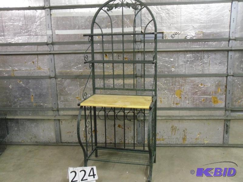 lot 224 image: Metal and Wood Bakers Rack. Needs another she...