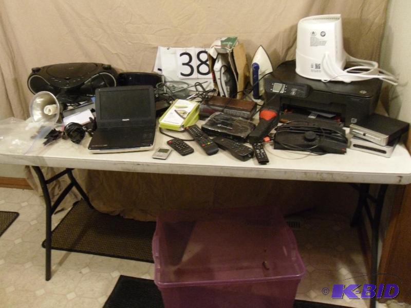 lot 38 image: Large lot of assorted electronics. Printer, D...