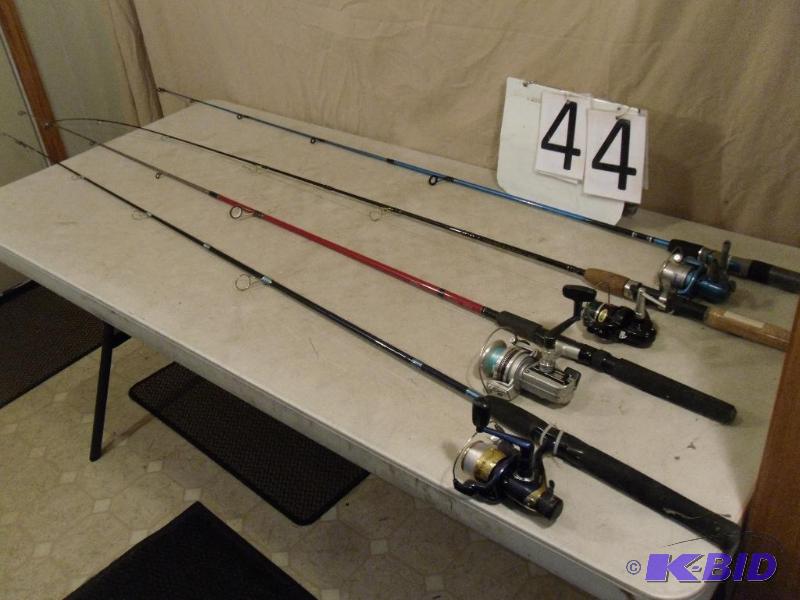lot 44 image: Lot of 4 Assorted Rods and Reels. Shakespeare...