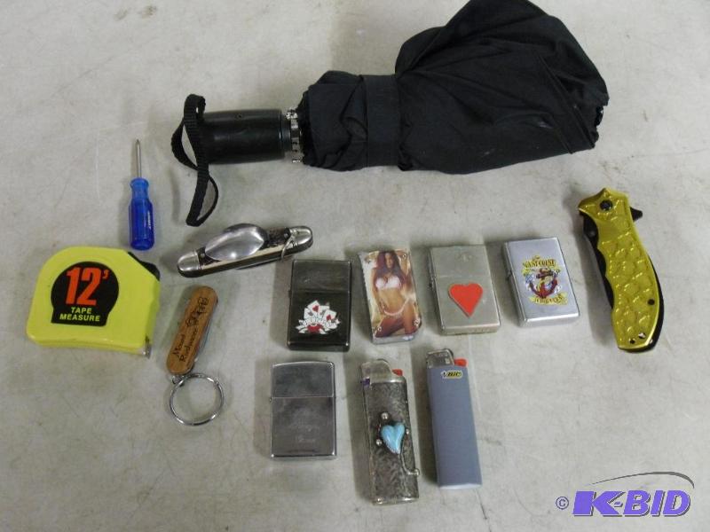 lot 51A image: Lot of lighters, knives, and more&nbspinclud...